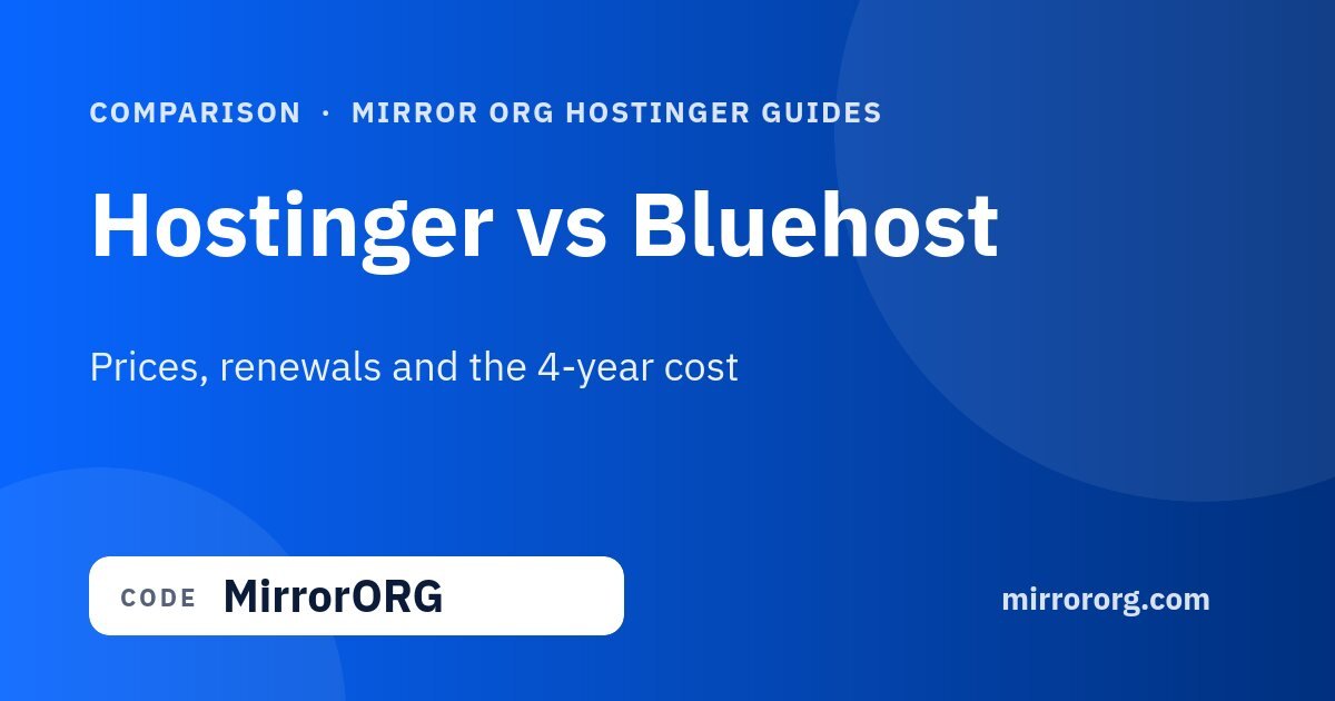 Hostinger vs Bluehost (2026): prices, renewals and the real four-year cost