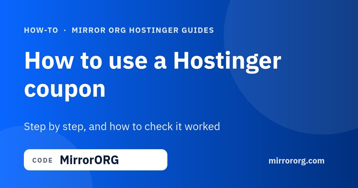 How to use a Hostinger coupon code, step by step