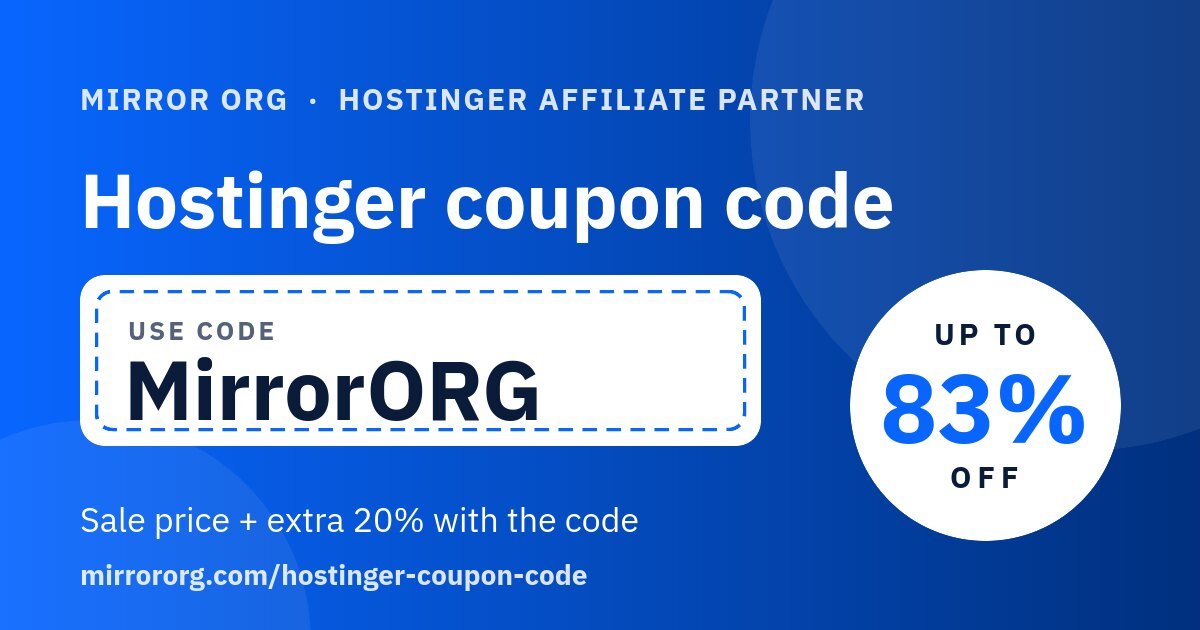 Slevový kód Hostinger MirrorORG: sleva až 83 %